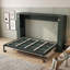 Lit escamotable en bois massif avec station de chargement USB, canapé et tablettes de rangement-135384589