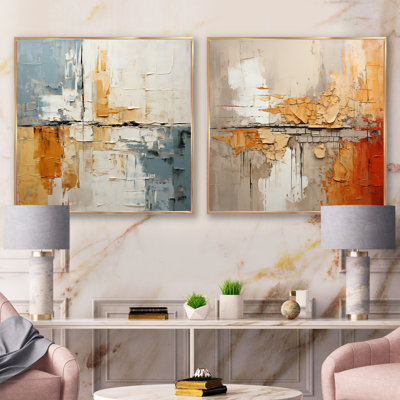 Transcendent Textures - Abstract Collages Square Collage Set Of 2