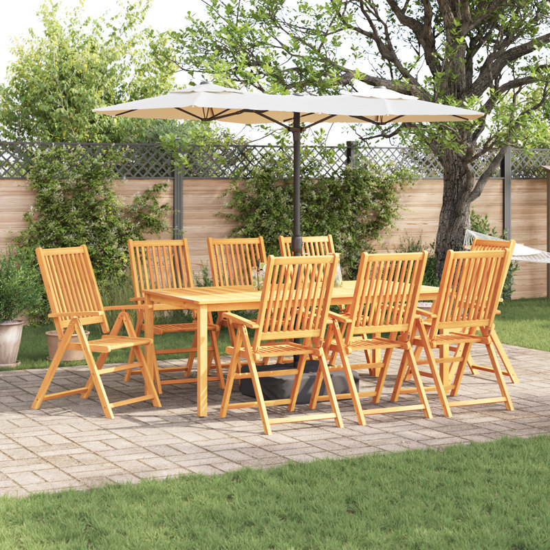 vidaXL Garden Dining Set Folding 9 pcs Brown Solid Acacia Wood