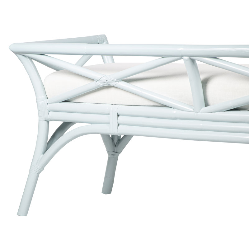 Wicker Bench, Light Blue