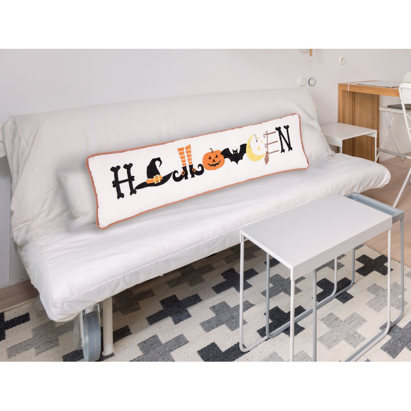 24" x 6" Halloween Embroidered Throw Pillow
