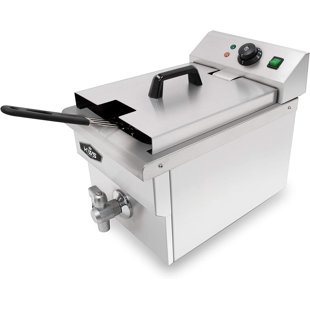 KWS Commercial 1750W Electric Deep Fryer Stainless Steel with Faucet Drain Valve System