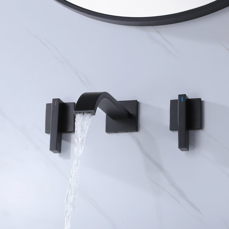 Robinet de salle de bain mural élégant, Noir mat