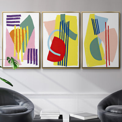 «Color Plan I», ensemble de 3 toiles encadrées