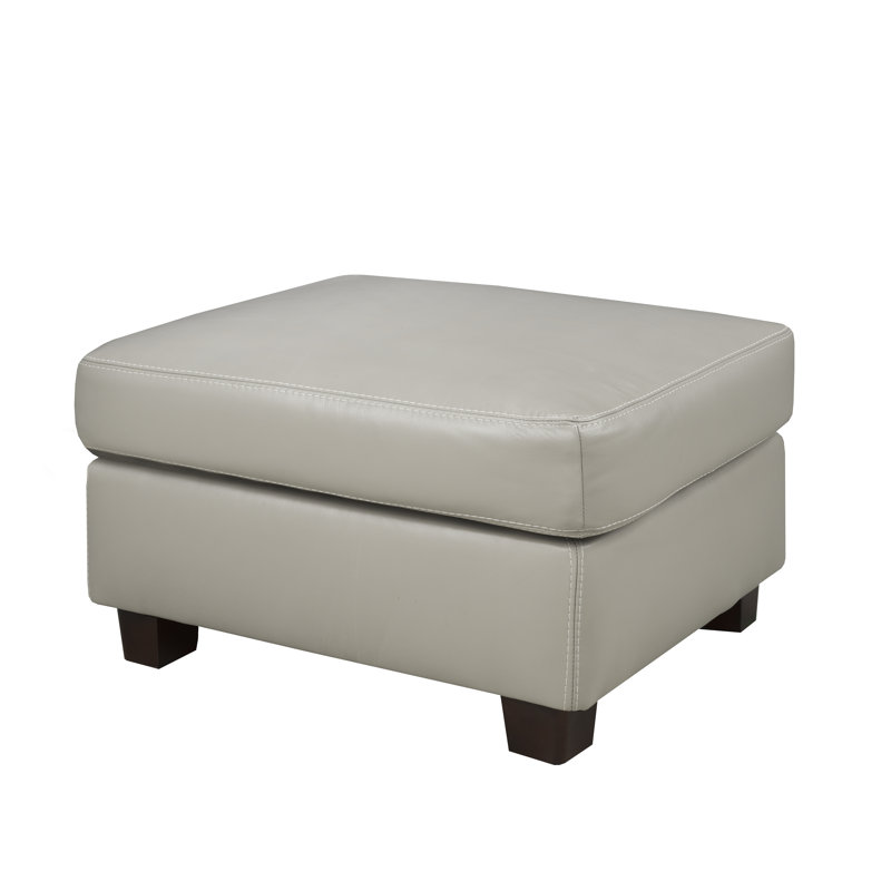 Repose-pieds en cuir véritable 29 po Ambrie, Cuir gris nuage