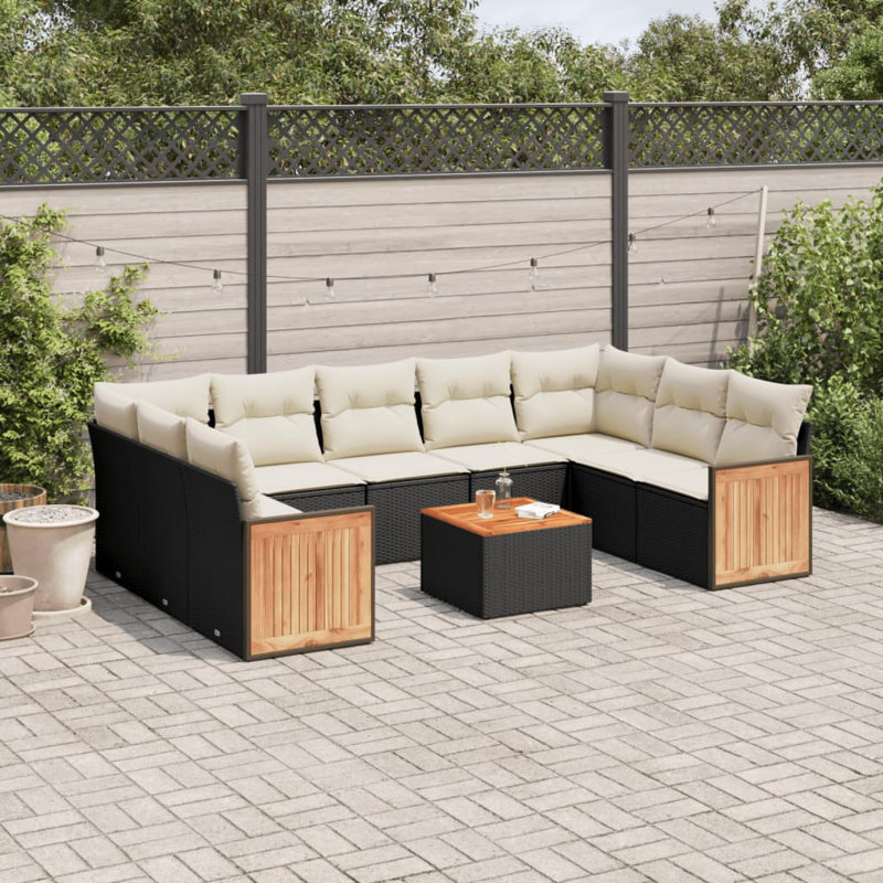Ensemble de canapé de jardin Vidaxl noir et blanc crème