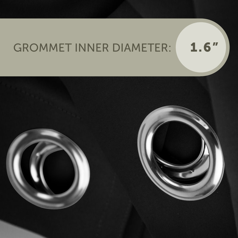 Panneau de rideau simple obscurcissant synthétique avec œillets Polen Drapery, 120 po x 108 po, Noir