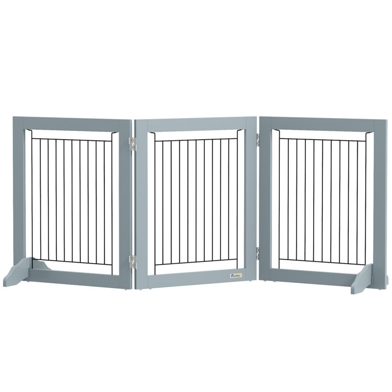 Barrière pour animaux autoportante et pliante pour chien avec 2 pieds de support - Blanc
