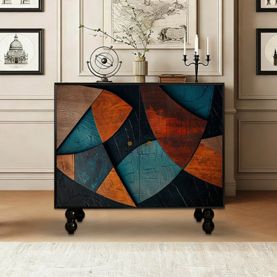 Retro Black Solid Wood Accent Cabinet