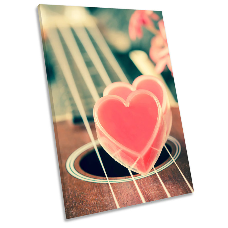 X0496 Love Heart Guitar - Wrapped Canvas Print, 48cm H x 32cm W x 4cm D