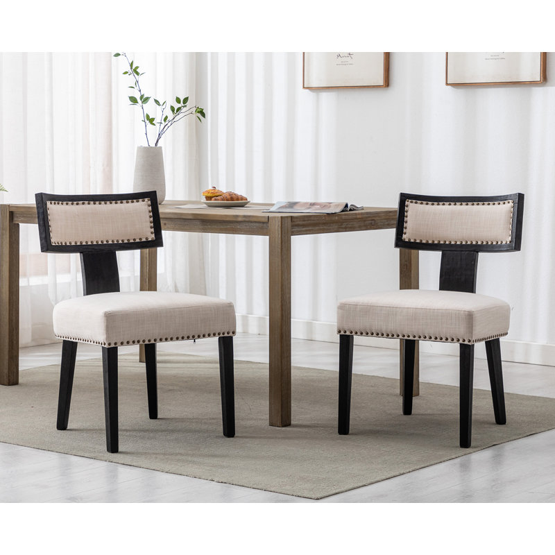 Chaises de salle à manger Faranda, Beige / noir, Noir