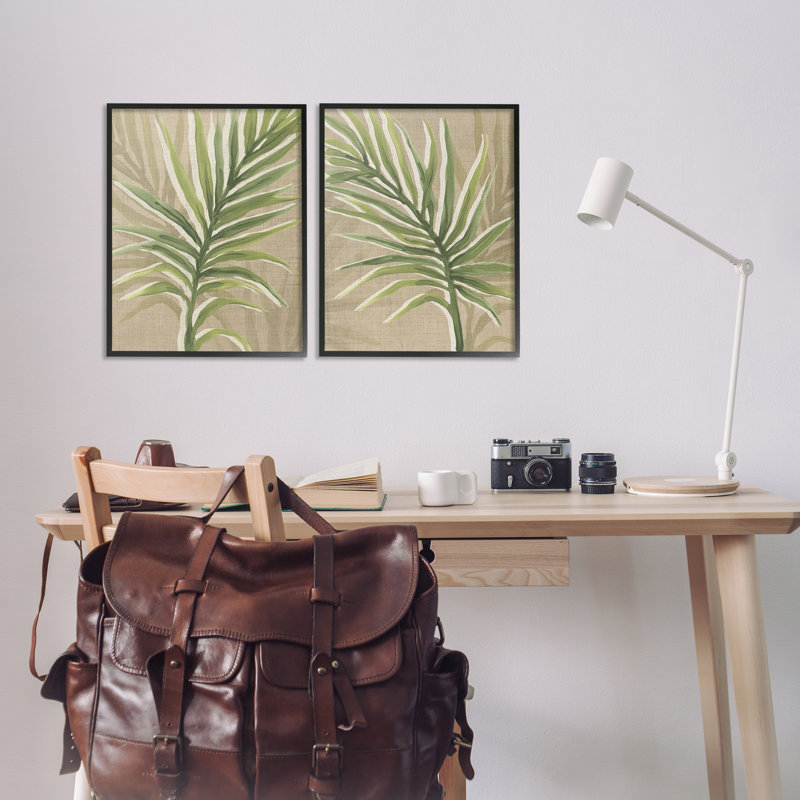 Feuilles de palmier naturelles, ensemble de 2 giclées encadrées, design par June Erica Vess, H 20 po x l 16 po