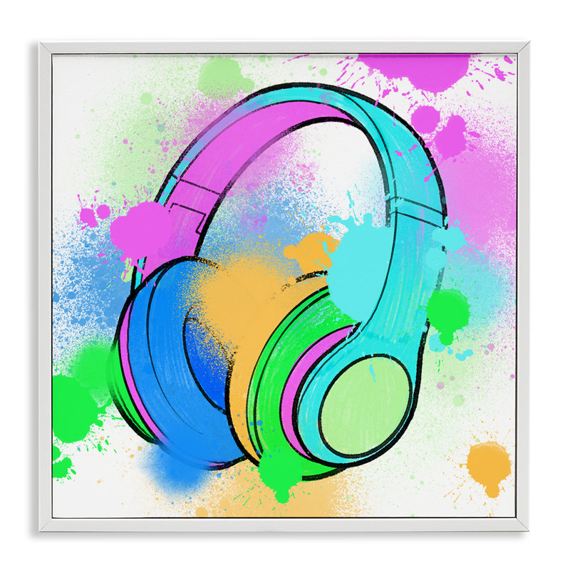 Casque d'éclaboussures de musique éclaboussé, art de la giclée par Marcus Prime, H 24 po x l 24 po