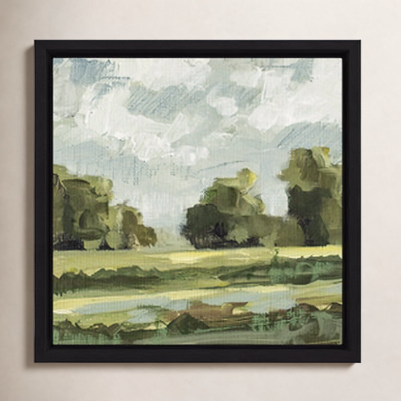 Abstrait paysage paire 12 par Miss Mustard Seed, Non, Toile encadrée noire, H 12 po x l 12 po x P 2 po