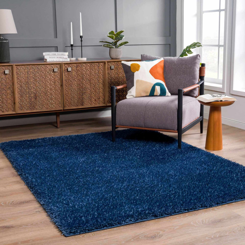 Solid Shag Area Rug - Basics by Wayfair™, Rectangle 6'7" x 9'