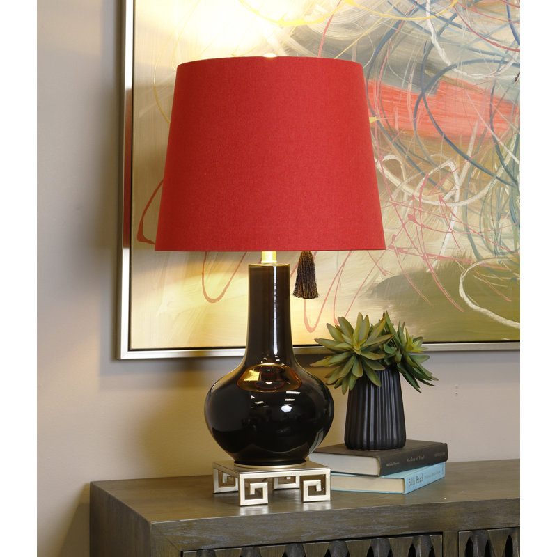 Lampe de table 31,25 po Olallo, Noir et or, Rouge