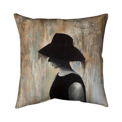 Audrey hepburn with a big hat - 18"x18" Throw pillow cover - Poly twill - Print on demand