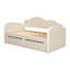 Lit de jour simple tapissier avec dossier en forme de nuage, lit gigogne et 2 tiroirs et ports USB, beige-811762755