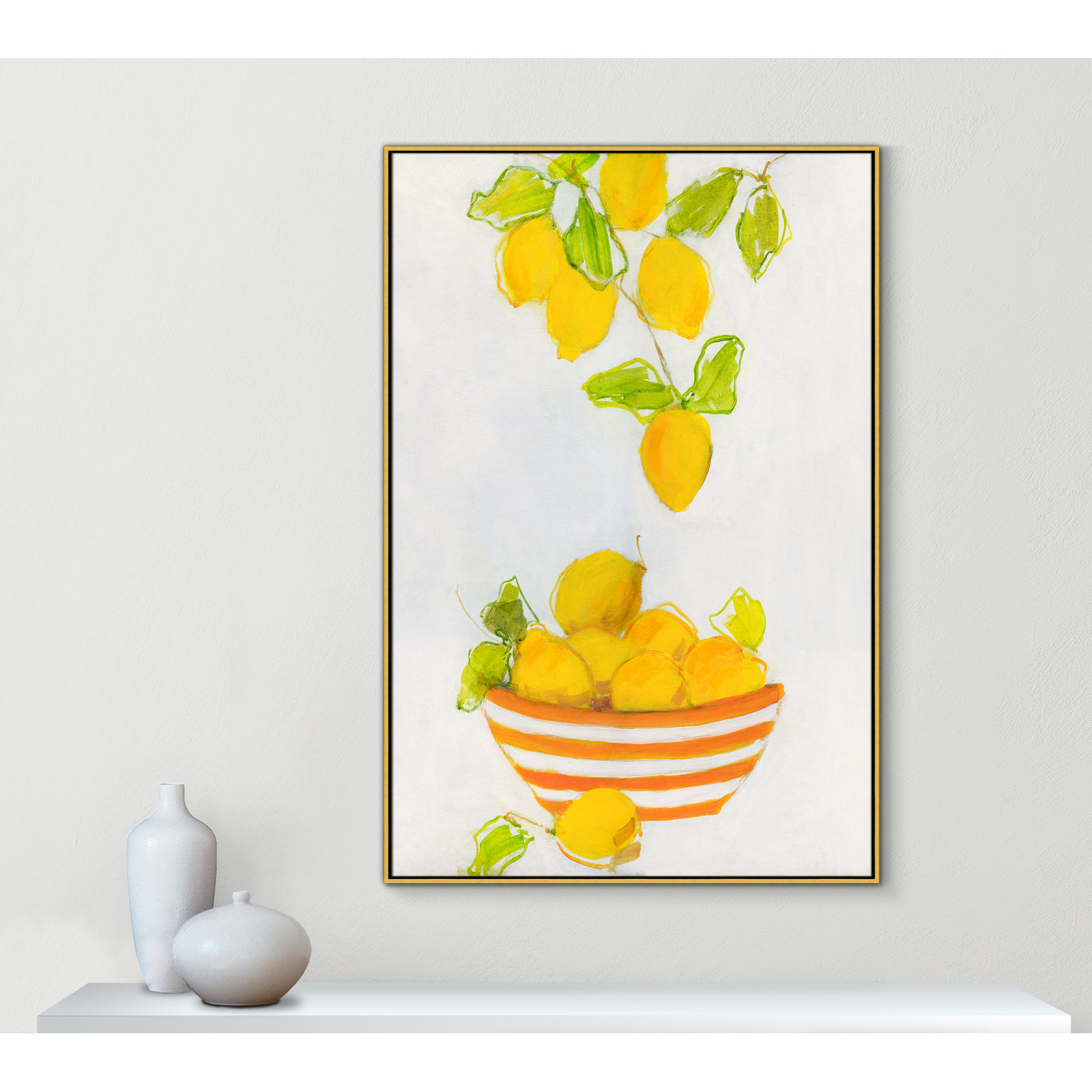 Lemonlicious by Sally Swatland - Painting Print, 61.5" H x 41.5" W x 2" D, Gold Framed Canvas