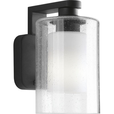 Lanterne murale d'extérieur en verre grainé noir Joplin