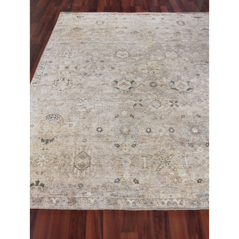 Heirloom Wool Abstract Area Rug in Khaki, Rectangle 4' x 6'