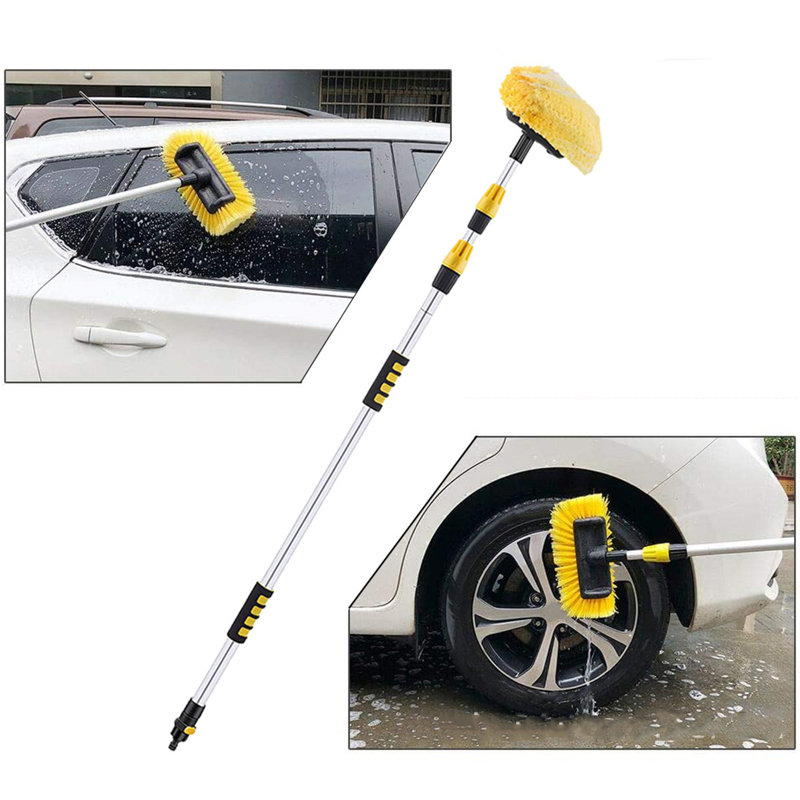 Car Cleaning Brush with Detachable Handle Soft Bristles Design Tight Connection On/Off Switch Scratch-Free Car Vehicle Cleaning Brush
