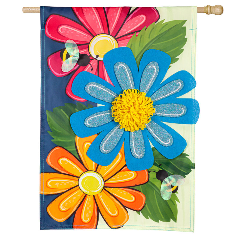 Dakota Fields Spring Floral Applique House Flag | Wayfair