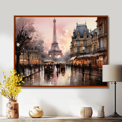 «Pink Twilight Rendezvous In Paris I», art mural de Paris pour le salon