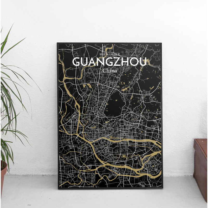 Guangzhou City Map - No Frame Print, 43cm H x 28cm W x 0.13cm D