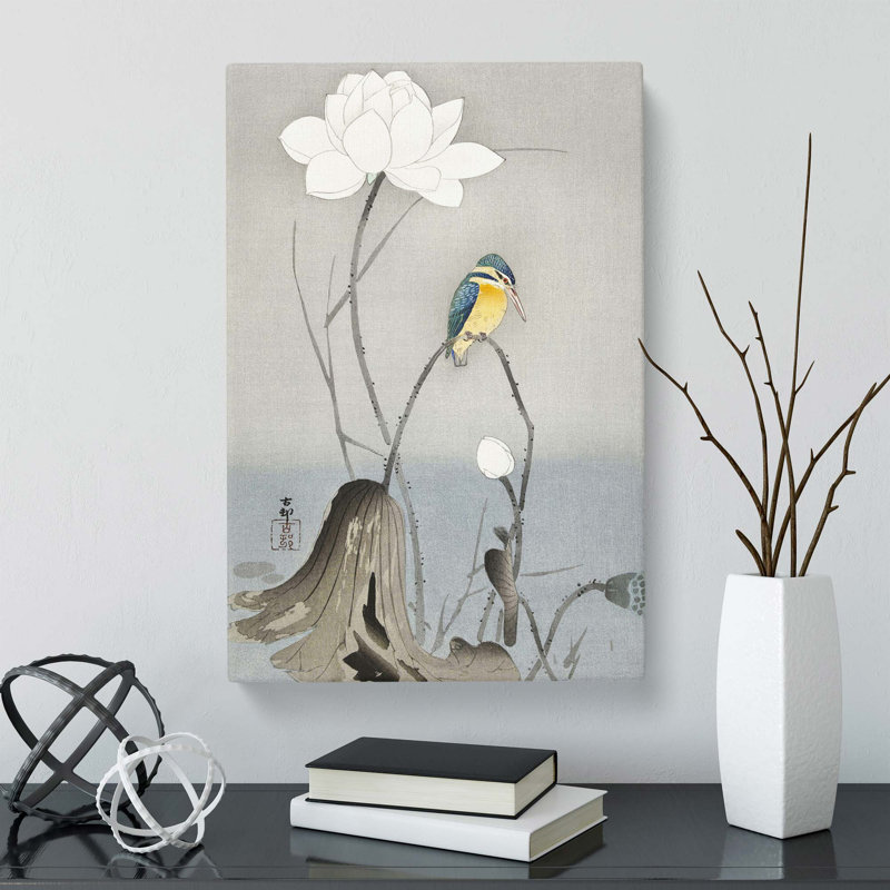 Kingfisher with Lotus Flower by Ohara Koson - Wrapped Canvas, 61 cm H x 40.6 cm W