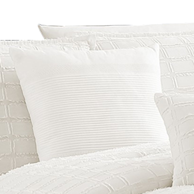 White Cotton Queen Comforter Set with Fringe Details