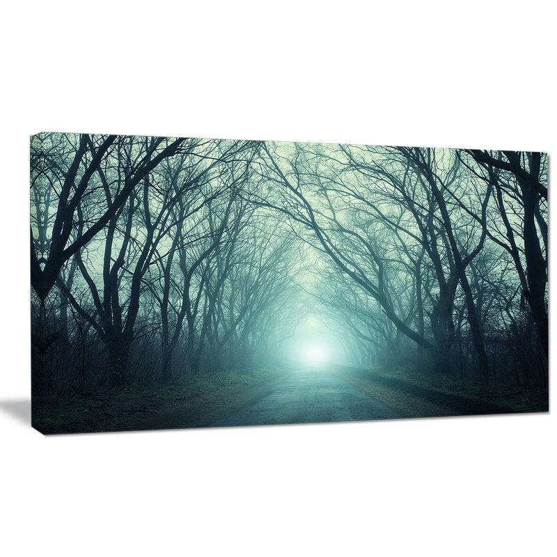 «Fall Forest Path with Green Light», reproduction de photo sur toile tendue, H 16 po x l 32 po x P 1 po