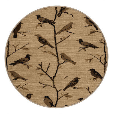 Washable Roosting Birds Farm Area Rug