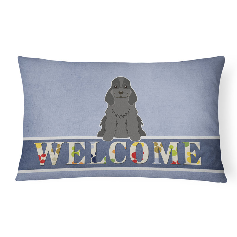  Coussin Cocker Spaniel Welcome, Noir