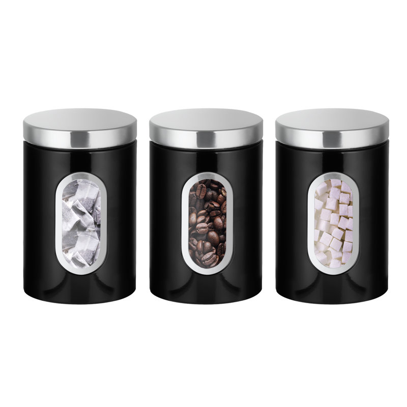 Metal Jar - Set of 3, Black