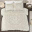 Édredon chic en médaillon en coton chenille - taupe double / grand vapeur-120945189-120945188