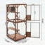 Grande cage extérieure pour chat en bois à 2 niveaux sur roulettes verrouillables, cage en forme de sapin massif avec plateformes à plusieurs niveaux et maison de repos, résistante aux intempéries et à l'épreuve des prédateurs