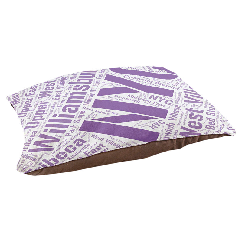 Coussin de chien « districts », Grand (l 40 po x P 30 po x H 14 po), Mauve, New York