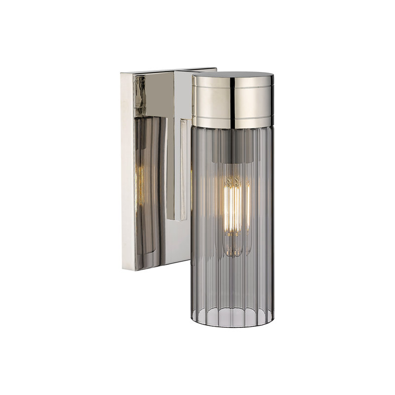Applique murale 11 po Empire, Plaqué couleur fumée, H 9,5 po x l 5,5 po x P 3,13 po, Nickel poli