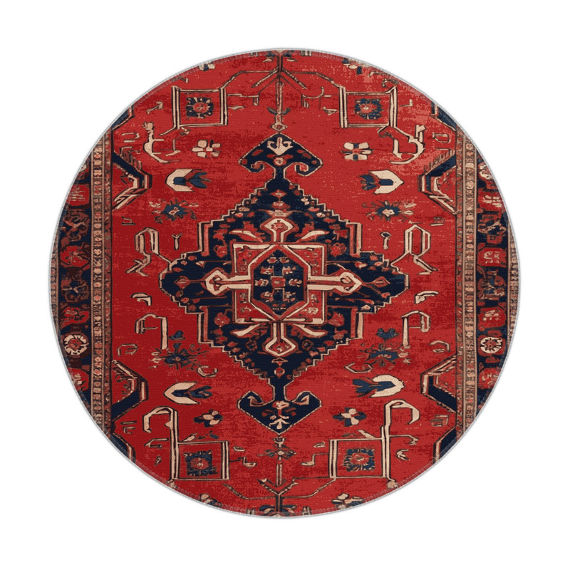 Tapis turc intérieur et extérieur brun, Rond 5 pi