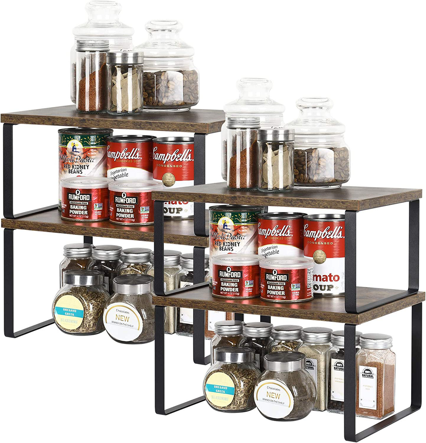 Redrubbit Expandable Cabinet Shelf Organizers, Stackable Kitchen Counter  Shelves Spice Rack for Kitchen Bathroom Pantry Cupboard Desk Home Office