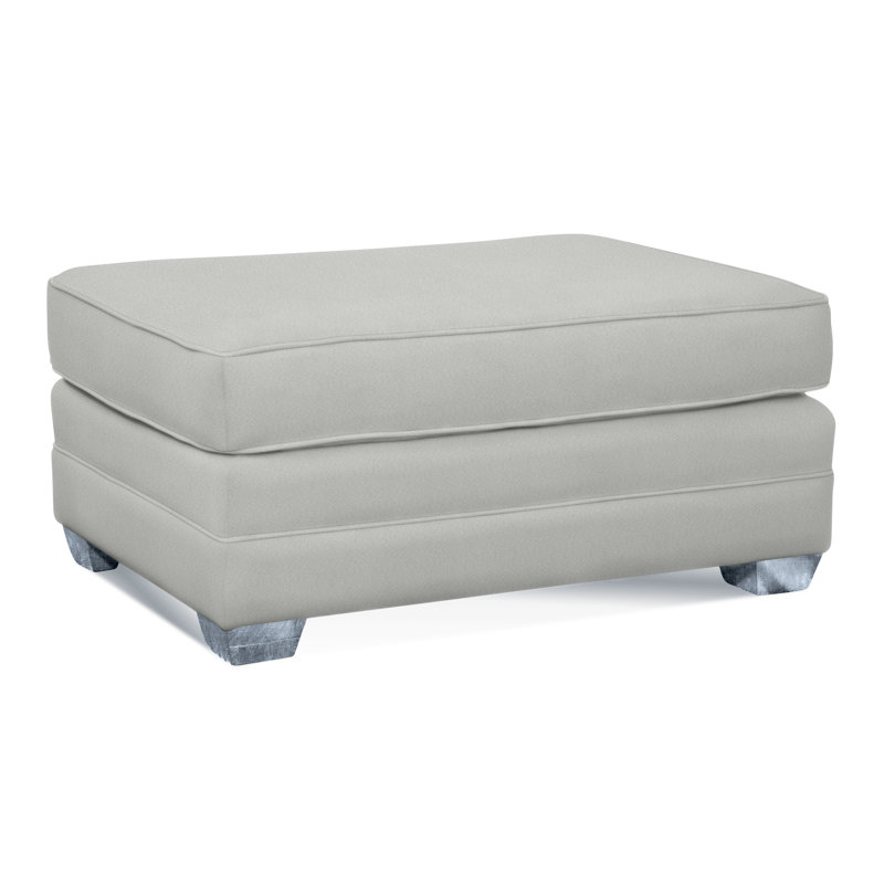 Bedford Upholstered Ottoman, Sea Glass , Light Blue and White Stripe; 0256-54
