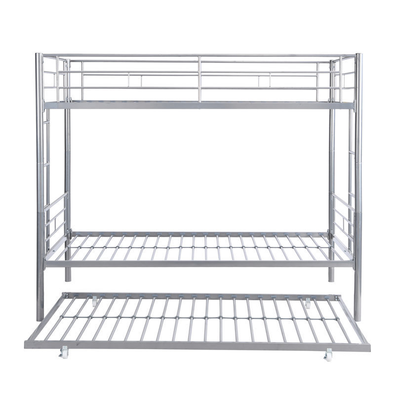 Lit superposé en métal avec couchette en argent, Argent argent