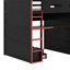 Lit mezzanine double en bois avec bureau, garde-robe et lumière DEL-1480074721