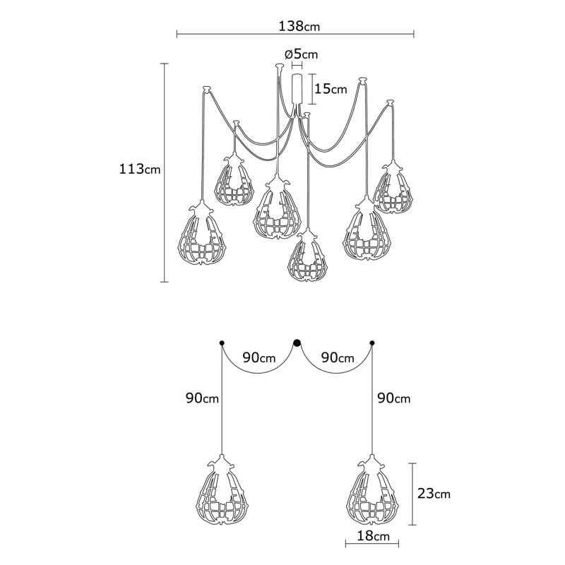 Luminaire suspendu géométrique à 6 lumières Devize