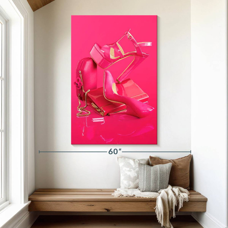 Pink Heels And Purses, 51" H x 34" W
