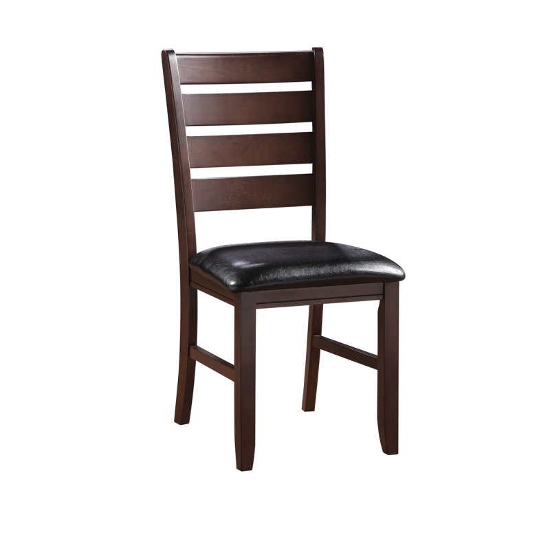 Paire de chaises d'appoint (2) - Cuir noir et bois de cerisier - 2 chaises modernes au fini doux