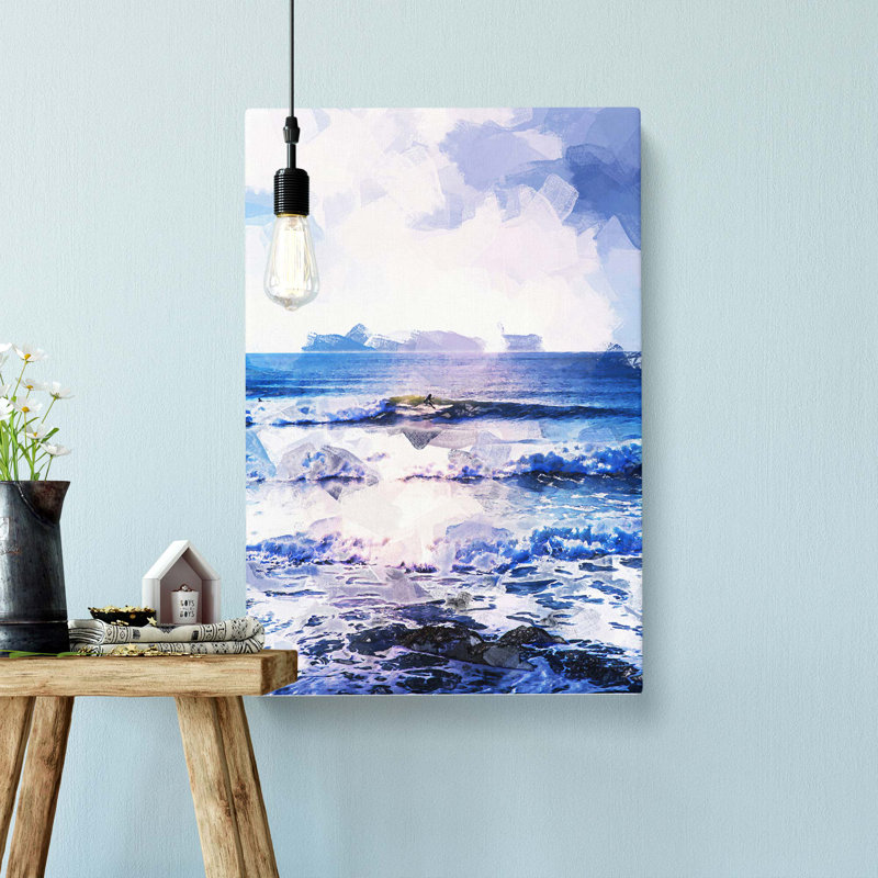 Surfing In Rhode Island In Abstract - Wrapped Canvas Print, 91cm H x 60cm W x 3cm D