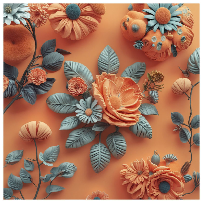 Couvre-lit matelassé à motif floral orange toutes tailles, Très grand lit