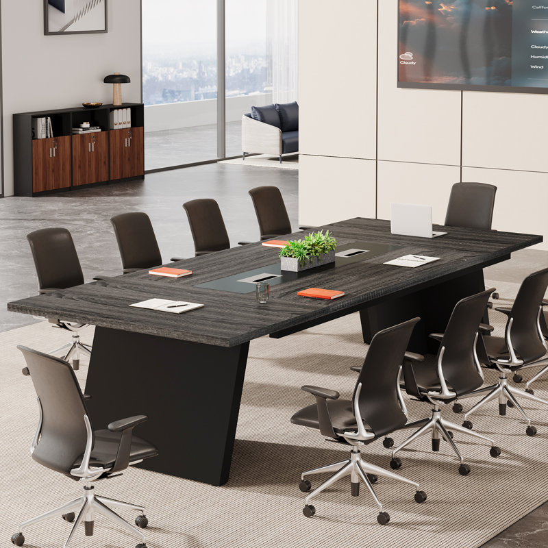 Table de conférence de 8 pi pour 8 à 10 personnes, table de réunion moderne, Gris